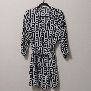 Zara Black & White Geometric Mini Dress